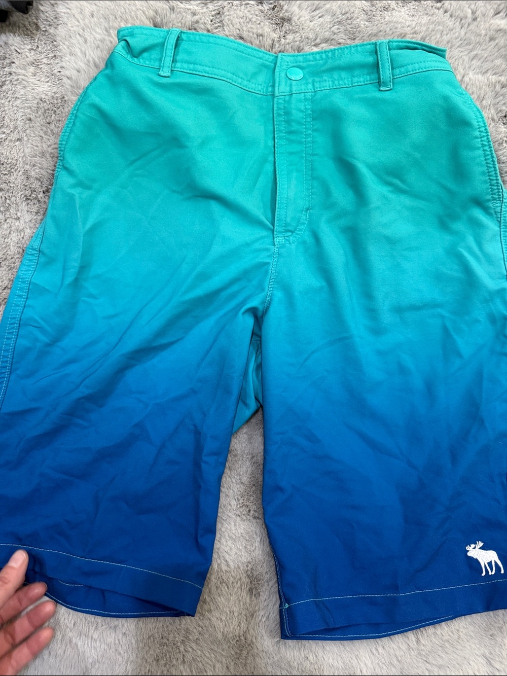 ABERCROMBIE KIDS Ombre Teal to Royal Blue Swim Shorts